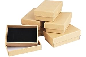 KBNIAN 24 PCS Boîte à Bijoux en Kraft Exquise avec Doublure et Couvecle Boîte à Cadeau Petite Boîte en Carton 8x5x2.8cm pour Bague Boucles d'oreilles Bracelet Pendentif Broche, Marron
