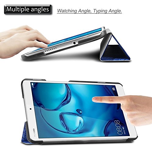 Huawei MediaPad M3 8.4 Hülle, Infiland Ultra Dünn Tri-Fold Smart-Muschel PU Leder Ultra Schlank Superleicht Ständer Smart Shell Cover Schutzhülle Etui Tasche für Huawei MediaPad M3 8.4 Tablet-PC (mit Auto Schlaf / Wach Funktion)(Sterne) - 3