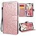 Produktbild VemMore für Huawei P20 Pro Hülle Handyhülle Schutzhülle Leder PU Wallet Flip Case Bumper Lederhülle Ledertasche Blumen Muster Klapphülle Klappbar Magnetisch Dünn Silikon Sonnenblume - Rose Gold