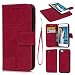 Produktbild iPhone 8 Hülle, iPhone 7 case Leder Flip Wallet Cover Leder Tasche Case Karteneinschub 2 Combo Separate Karteneinschub und Magnetverschluß Kratzfestes in Rosenrot für iPhone 8/ iPhone7(2 in 1)
