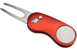 GROIFY Golf Divot Repair Tool and Magnetic Ball Marker with Pop-up Button,Foldable Metal,Lightweight,Portable,Best Choice for Men Women Kids Golfer