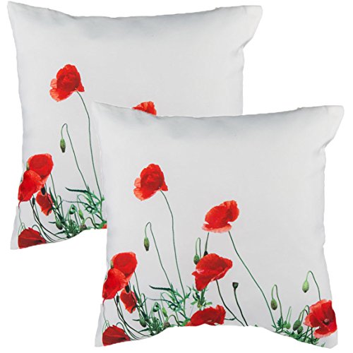 Bada Bing 2er Set Kissen Mohnblumen Mohnwiese Blumen 40 x 40 Sommer Wiese 281