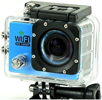 Njord Full HD Wifi Action Sports Camera DV Cam 2.0inch LCD 12MP 1080P 30FPS 140 Degree Wide Lens Waterproof for Car DVR FPV PC Camera Diving Bicycle Outdoor Activity (Blue)