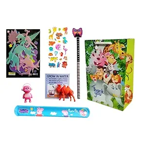 MONKEYTAIL Jungle Safari Combo Packs (Set of 10) with Goody Bag for Return Gift for Kids of All Age Group- Multi Color