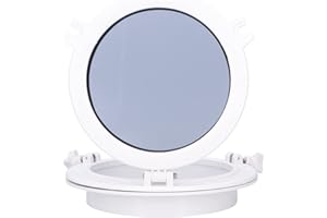 Tissting Hublot Porte Interieure de 264mm, Accessoire de Remplacement de Fenêtre de Ouverture de Hublot en Verre Trempé Blanc de Hublot Rond pour Le Yacht de Bateau Marin RV