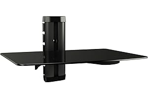 RICOO Scaffale da parete DVD-B1 Mensola pensile da muro Organizer salvaspazio Staffa per lettore Blu-ray Hi-Fi Accesori TV Vetro colore nero