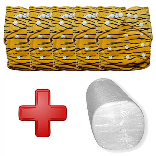 Preisvergleich Produktbild Baby Vivo Baby Bambus Windel Stoffwindel Babytuch Kinderwindel Windel Bambuswindel Mehrzweck Windel Waschbar Wiederverwendbar mit 2 Einlagen - 5er Set - Tiger