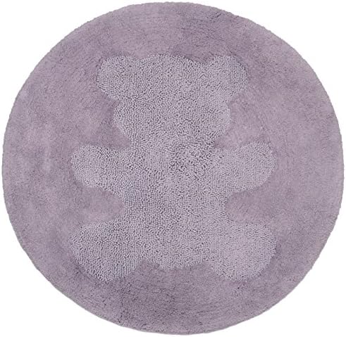 Nattiot Rug for Child's Bedroom with Cotton Backing Non-Slip Mat Round Diameter 100 cm Pile Height 12 mm Mauve Shape Teddy Bear Purple Size. Unique Design and High Quality