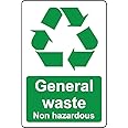 Non hazardous general waste safety sign - Self adhesive sticker (100mm x 150mm)