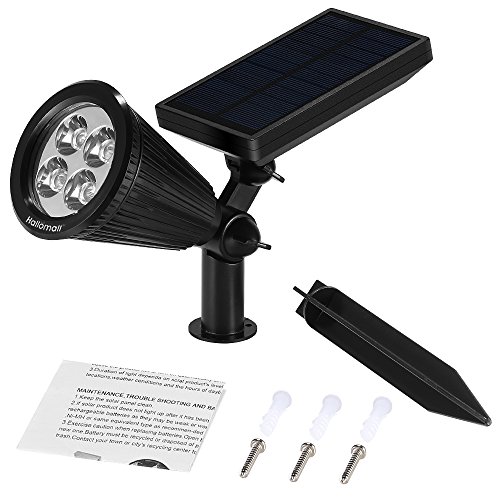 GrandeBeing® led solar garten leuchten außen lampen Rampenlicht Wand Lampen Solar Betrieben Wasserdicht Beleuchtung für Landschaft Garten Fahrweg Pfad Hofen Rasen, Solar Energie Freiland Leuchten, Praktische Sichere Lampen nicht nur für den Boden auch für Wände (2 Schwarz) - 7