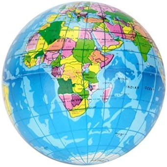 Decompression toys, Dorame Stress Relief World Map Foam Ball Squeeze Earth Ball toy (76mm/60mm, B)
