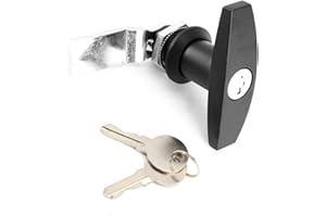 ‎EVGATSAUTO T Griff T Griff Schloss Kit, Werkzeugkasten für die hintere Befestigung Garagentorschloss mit 2 Schlüsseln, Schuppen Türschloss für Zinklegierung für Wohnwagen Wohnwagen(Black)