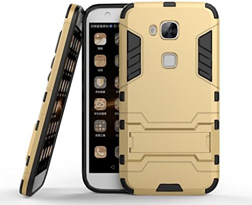 LTWS Huawei G8 Case Detachable 2 in 1 Hybrid Armor Case Dual-Layer Shockproof Case Cover with Built-in Kickstand for Huawei G7 Plus / G8 / GX8 (5.5") -Gold
