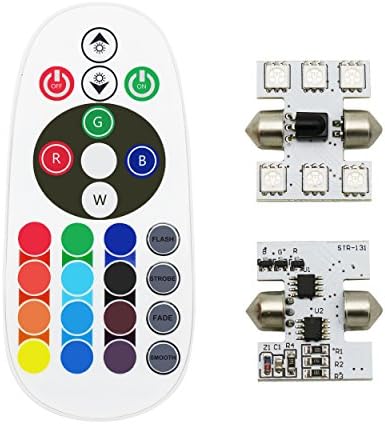 2PCS LED Atmosphere lights T10 RGB 31mm-6SMD 5050 With Remote Controller width lamp Strobe lights Reading Lamp