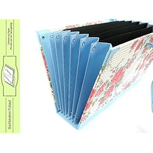 Fächermappe für DIN A5 hellblau Rosen Sammelmappe, stabil aus Buchbinderpappe