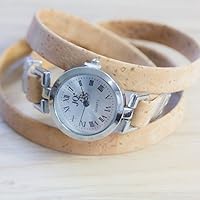Moderne Armband-Uhr für Damen mit echtem Kork / alle Längen nach Maß / Wickel-Uhr