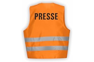 Fassbender-Druck WARNWESTEN - Sicherheitsweste GELB Warnweste nach EN ISO 20471 zertifiziert - Warn Weste PRESSE - Unisex mit hochwertigem Reflektorstreifen