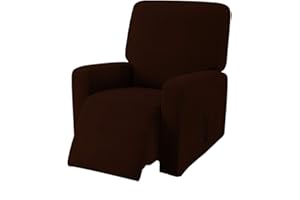 EBETA Jacquard Copripoltrona Fodera per poltrona, Coprisedile Chivas Poltrona Reclinabile Relax Completo Elasticizzato con Tasche (cioccolato)