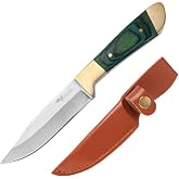 Valkyrie Paslanmaz &Ccedil;elik Kamp Bı&ccedil;ağı | 16 cm Outdoor Av Bı&ccedil;ağı Deri Kılıflı Kompakt Bı&ccedil;ak Yeşil