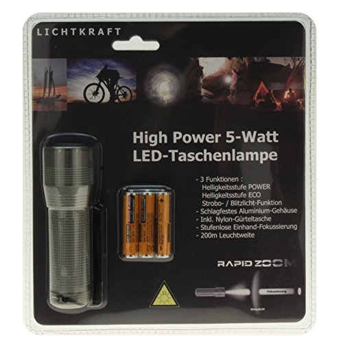 Preisvergleich Produktbild Lichtkraft 596881 - Taschenlampe, Strobo 5 W, Cree LED