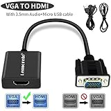 Cable Adaptador / Convertidor de VGA a HDMI: Este cable convertidor VGA a HDMI es ideal para conectar su computadora portátil, PC, computadora de escritorio con salida VGA a HDTV, proyector, monitor, TV o pantalla con entrada HDMI