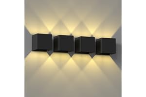 CHANGM 4 Piezas Aplique Exterior Pared 7W Lámpara de Pared Led, Con Haz de Luz Ajustable, Lámpara de Pared IP65 Negra, Con Bombilla LED G9 Reemplazable, Carcasa Negra