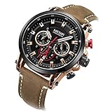 LLLS Herrenuhren, Quarzuhren Männer Fashion Casual Luminous Waterproof Uhren Komfort-Leder-Strap
