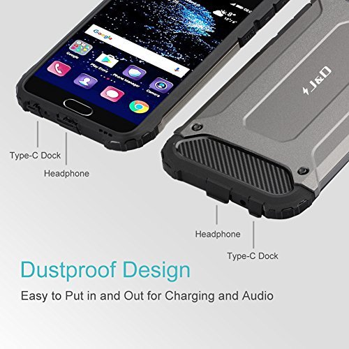 Huawei P10 Funda  J D  Armadura Delgada   Doble Capa   Protecci  n Pesada  H  brida Resistente Funda Protectora y Robusta para Huawei P10 - Oro