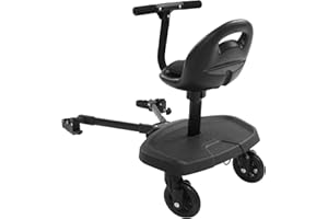 DCSYOG Buggy Board mit Sitz, Universelle Trittbrett für alle Kinderwagen, Kiddy Board mit Armlehne und Rückenlehne, 360 Drehbar, Handwagen Plattform für 2-6 Jahre alte Kinder, Bis 50 kg