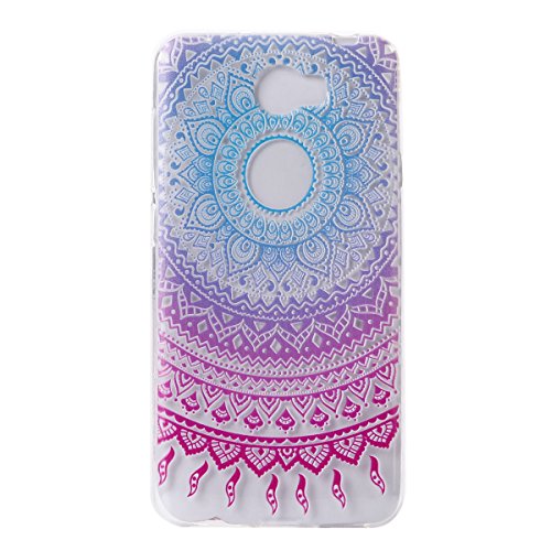 XiaoXiMi Funda Huawei Y5 II Y5 2 Carcasa TPU Transparente Funda de Silicona Caucho para Huawei Y5 II Y5 2 Soft Silicone Case Cover Funda Protectora Carcasa Blanda Caso Suave Flexible Caja Delgado Ligero Casco Anti Rasgu  os Anti Choque Funda con Patr  n de Dise  o   nico - Mandala Tribal p  rpura
