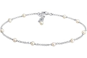 Elli Fußschmuck Damen Fußkettchen Elegant mit Süßwasserperlen in 925 Sterling Silber