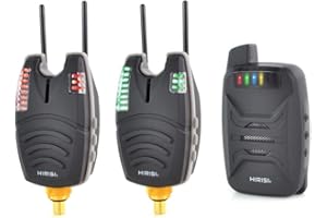Hirisi Tackle Waterproof Wireless Carp Fishing Bite Alarm Set with Snag Ear Bar 200m