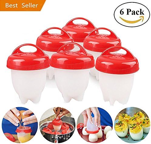 Boild Egg maker, 6 pcs Egg Cookers, BPA Free Silicone Egg Cooking Molds Hard Boiled Eggs without Shell