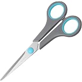 Asdirne Scissors, Stainless Steel Blades, Soft Grip Handle, Suitable for Homes, Offices and Schools, Multi-Purpose, Blue/Grey