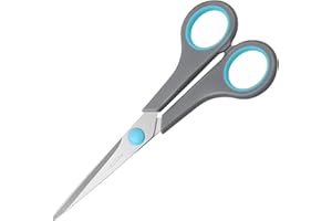 Asdirne Scissors, Stainless Steel Blades, Soft Grip Handle, Suitable for Households,Offices and Schools, All Purpose, Blue/Grey, 16.2 cm