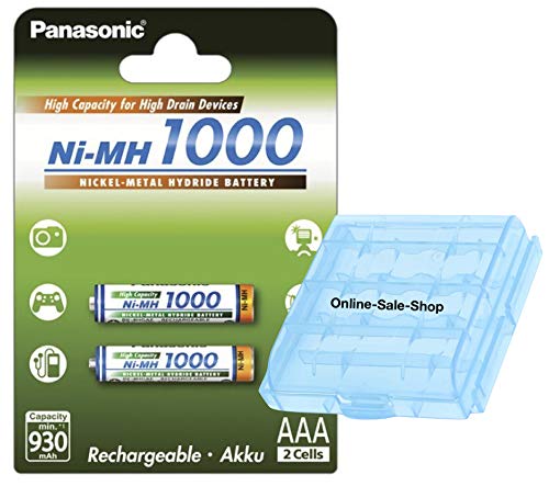 2 x Panasonic AAA Rechargeable Batteries 1000 mAh Replacement Battery for Siemens Gigaset Cordless Phone C100 C150 CX100 CX150 C1 C200 C250 C2 C380 C385 C38H C450 Including OSS Battery Box