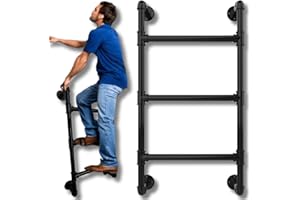 ‎ISOP 3-stufige Einbauleiter | Wandmontierte Metall-Trittstufen | Feste schwere Aufstiegsleiter für Hochbett, Dachboden & Galerie | Robuste 3-Sprossen-Leiter zur festen Wandbefestigung Zertifiziert