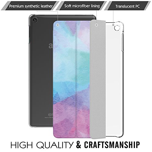 MoKo Hülle für All-New Amazon Fire HD 8 Tablet (7th Generation – 2017 Modell) – Ultra Slim Lightweight Smart Cover mit Durchschaubar Rückseite Schutzhülle für das neue Fire HD 8, Aquarell - 3