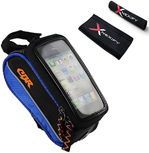 Nexify Bicycle Frame Pannier (Bag) with Chainstay Protector - Waterproof Front Carryall for Smartphones, Keys, ID, Money - Multiple Color Choices (Blue)
