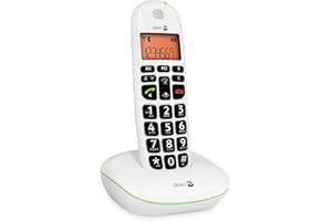 Doro PhoneEasy 100w Téléphone sans Fil DECT pour Seniors avec Grandes Touches et Son Amplifié (Blanc X 1) [Version Française]