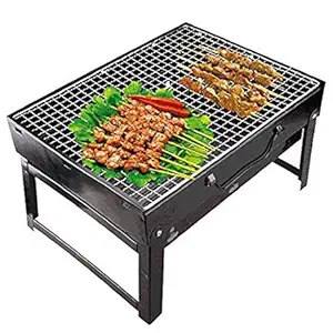 Anvera Charcoal BBQ Grill Oven Set (Black, 4-Pieces, Metal)