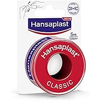 Hansaplast Fixierpflaster Classic (5 m x 2,5 cm), Tapeband zur einfachen und sicheren Fixierung von Wundverbänden…