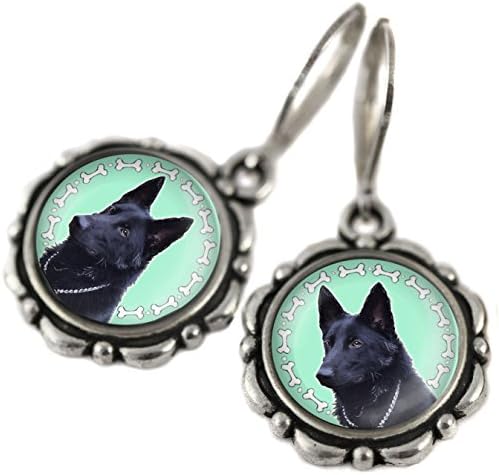 Dog print Handmade Earrings with Sterling Silver 925 hooks and Silver plated pendant (doggy-earrings)