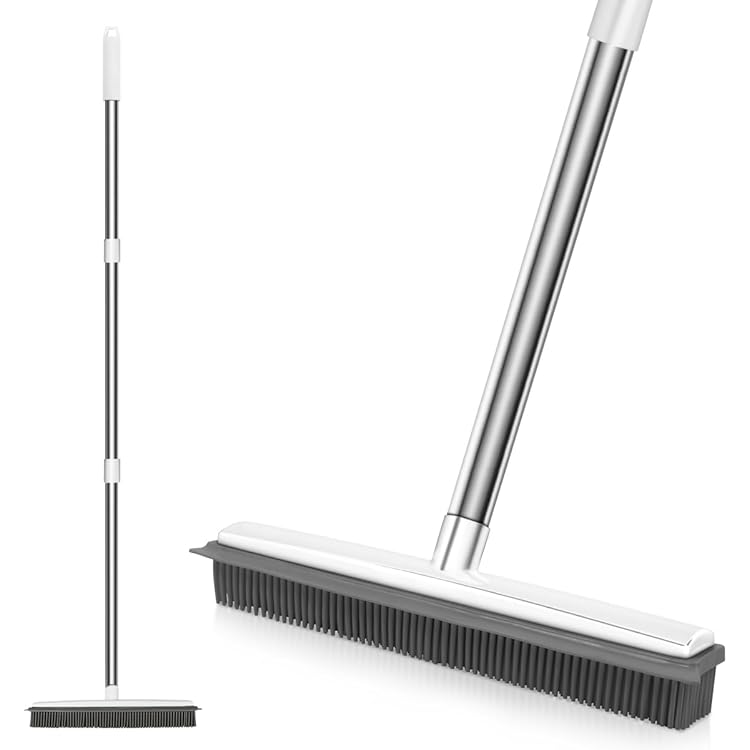 Balai En Caoutchouc Pour Poils D'animaux, Brosse De Sol Pour Tapis, épilateur De Chien, Balai En Silicone, Livres Tenus, Raclette, Manche Long Réglable, 007
