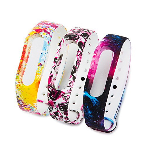 Fit-power Colorida banda reloj de reemplazo para Xiaomi Mi banda 2 bandas de accesorios inteligentes pulsera(No Tracker) (Pack of 3-type B)