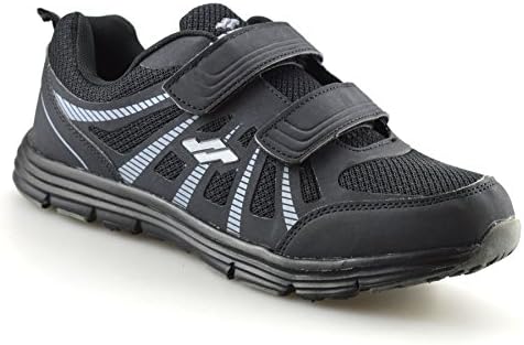 STRIKE Mens New Casual Touch Strap Walking Running Gym Sports Boys Trainers Shoes Size[UK8,Black]