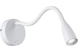 EGLO LED Wandlampe Olivandino, Schwanenhals Leselampe zur Wandmontage, Bettlampe Wand mit Schalter, Wandleuchte Schlafzimmer, Metall und Kunststoff in Weiß, warmweiß