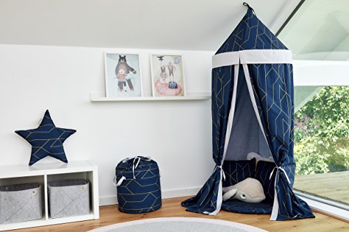 Preisvergleich Produktbild KraftKids Hängezelt goldene Linien auf Dunkelblau Baldachin