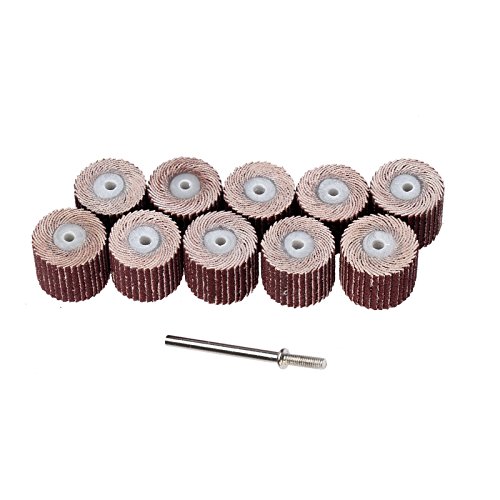 Dophee 10Pcs 15mm Schleifen Lamellenschleifrad Schmirgelpapier Flap Radscheibe mit 1 Mandrel Set 240 Grit - 2