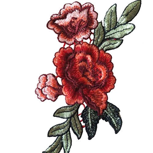 SevenMye 2 Stickerei Pfingstrose Blume nähen auf Patch-Abzeichen gestickte Blumenkragen-Fehlschlag-Kleid-Beutel Applique - 2